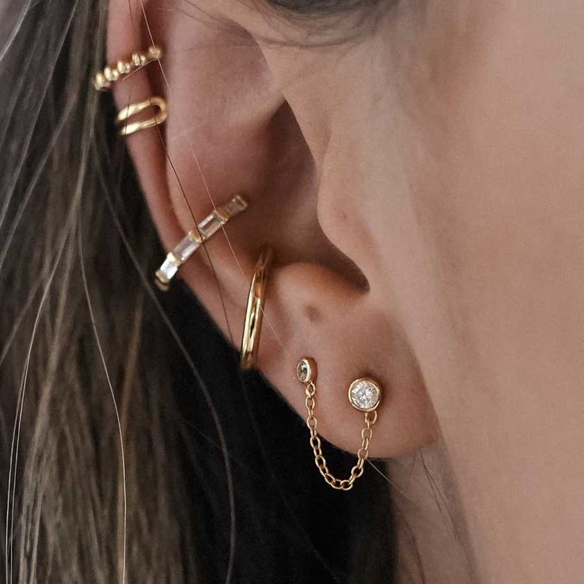 Yellow Gold Plated Crystal Baguette Ear Cuff