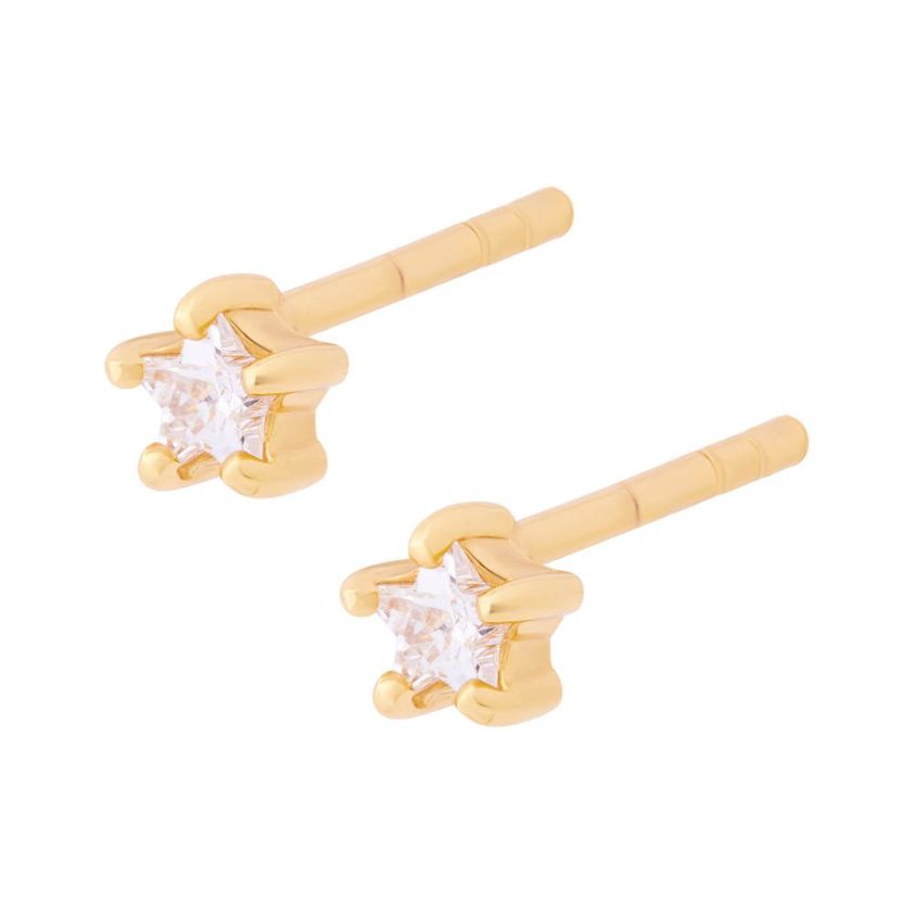 18ct Gold Plated Crystal Star Studs