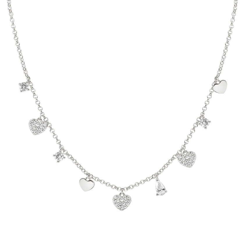 Sterling Silver 240703 Hearts Necklace
