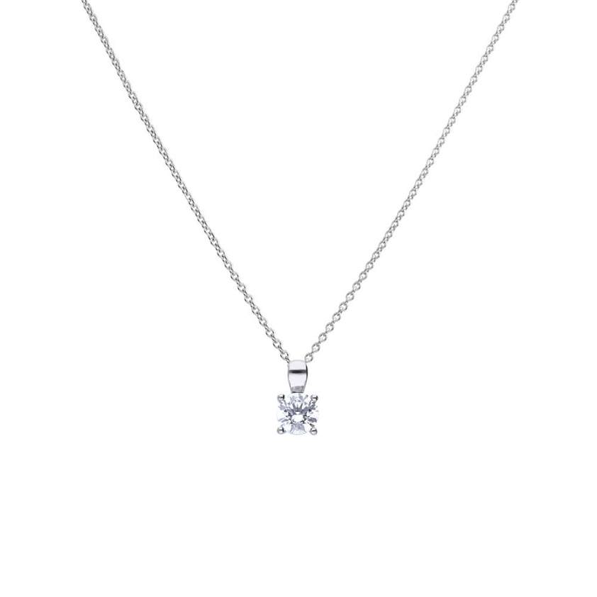 Sterling Silver 4 Claw Set 0.75ct Zirconia Necklace