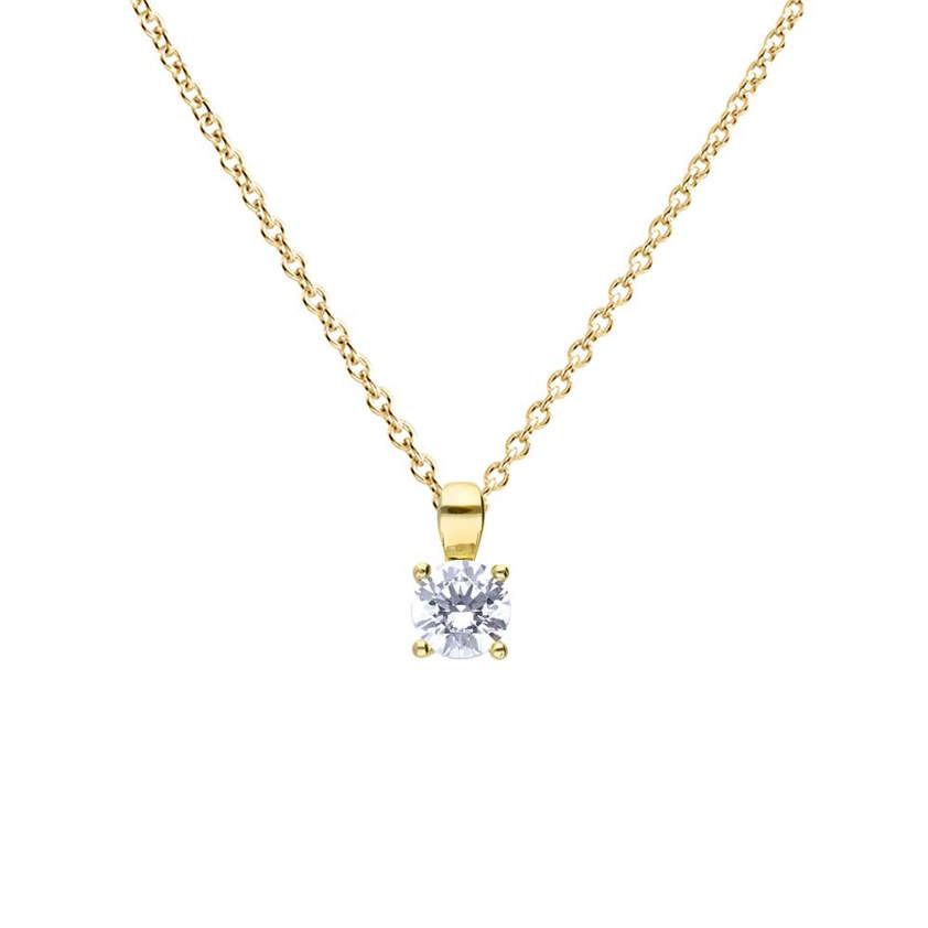 Gold Plated 4 Claw Set 0.75ct Zirconia Necklace