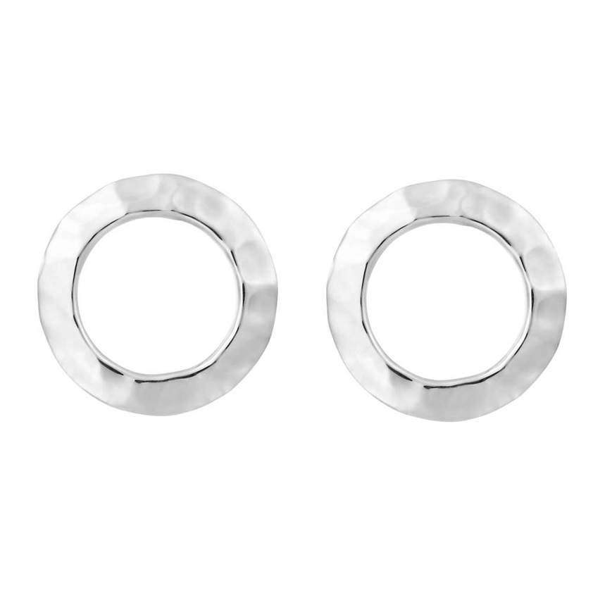 Hammered Circular Disc Stud Earrings