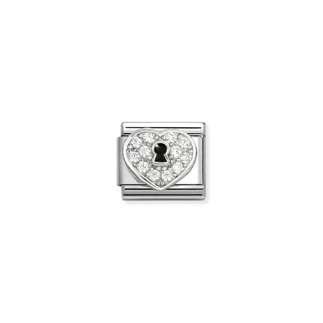330328 09 White CZ Heart Padlock