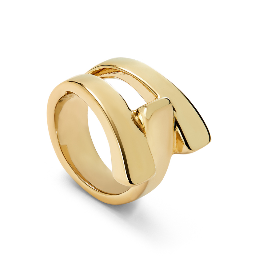 18ct Gold Plated ANI0832 CROSS LINK Ring