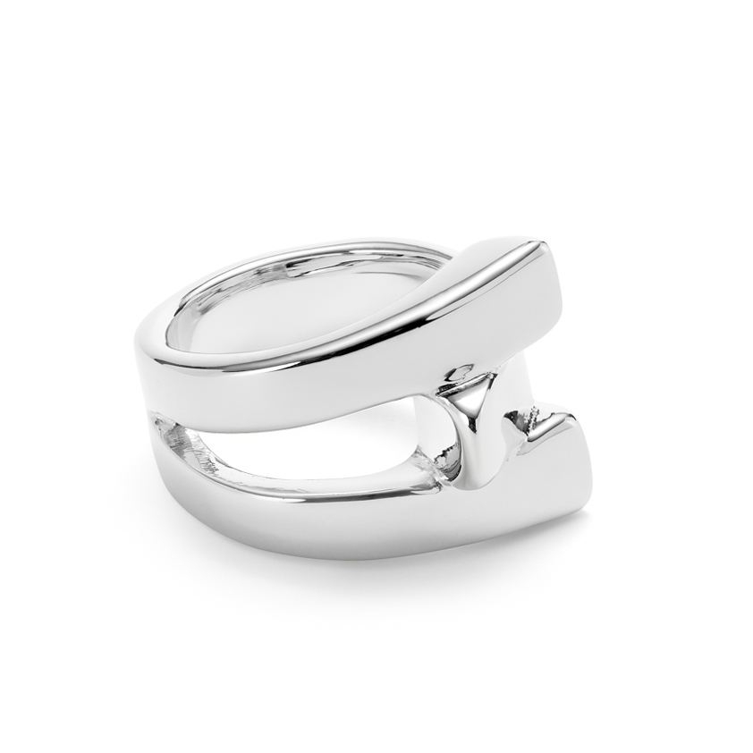 Silver Plated ANI0832 CROSS LINK Ring