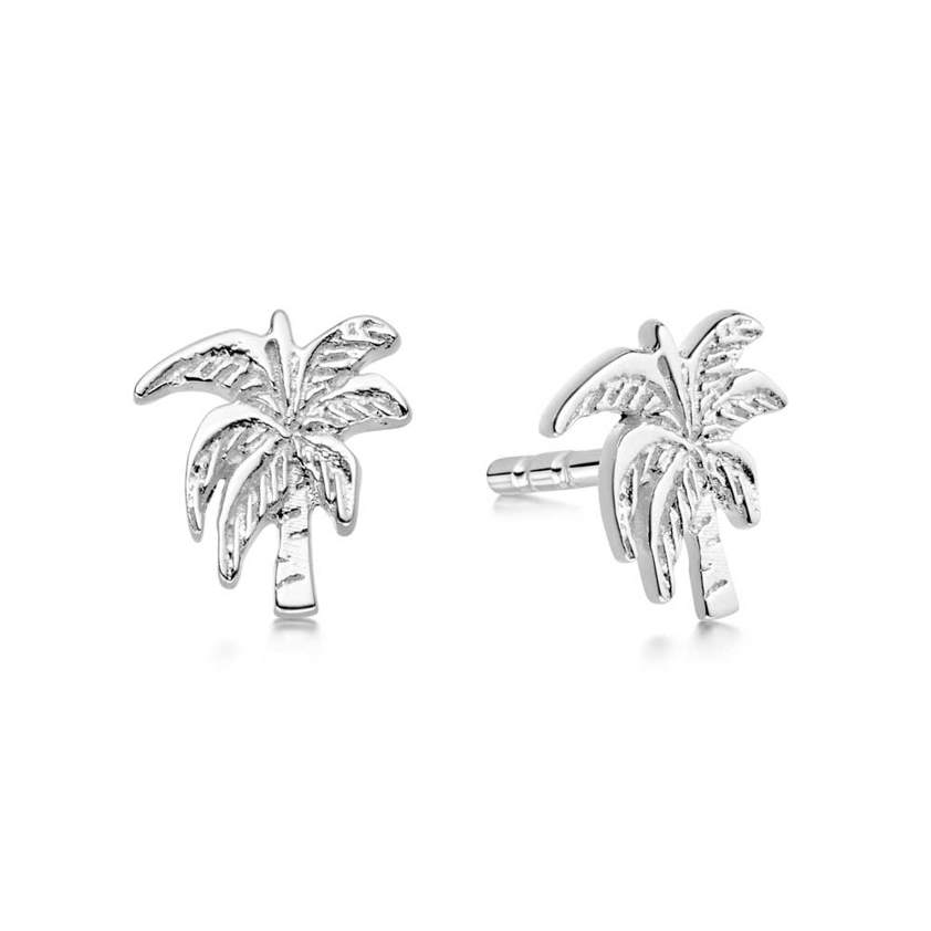 Sterling Silver Palm Tree Stud Earrings