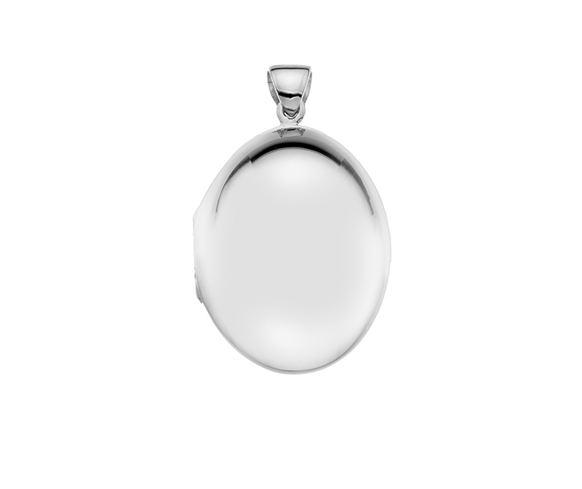 Silver Plain Puffed Large Oval Locket