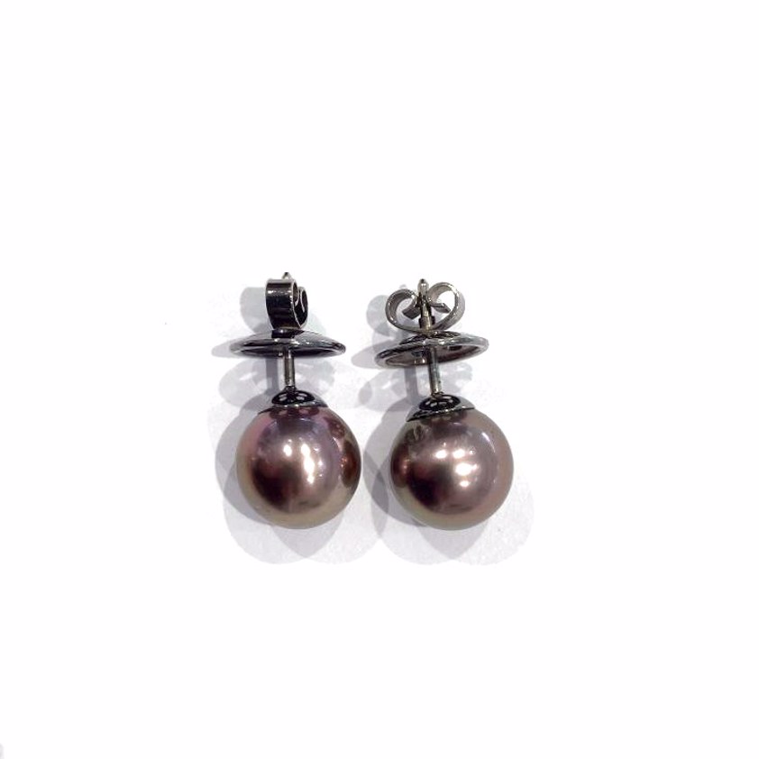 18ct White Gold Tahitian Pearl Earrings