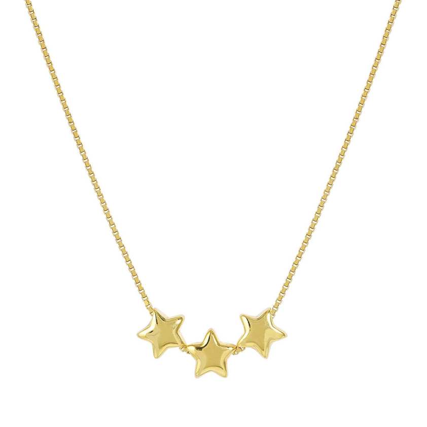 Yellow Gold Plated 241305 ARMONICA Triple Star Necklace