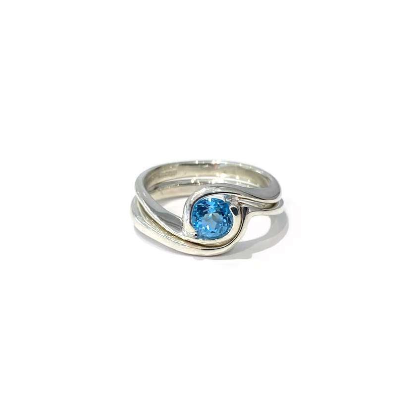 Blue Topaz Orbit Ring Set (without diamonds)