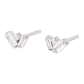 Sterling Silver Baguette Cluster Studs