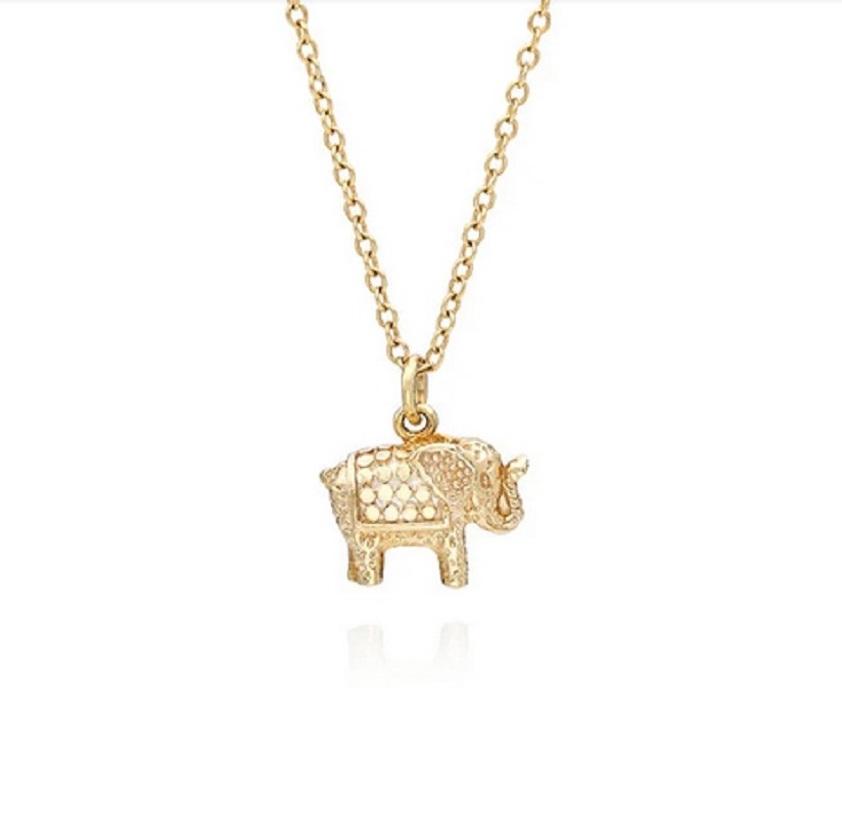 1209NGLD Small Elephant Charity Necklace