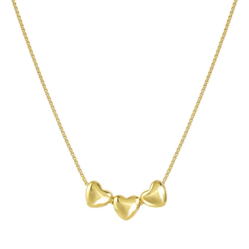 Yellow Gold Plated 241305 ARMONICA Triple Heart Necklace