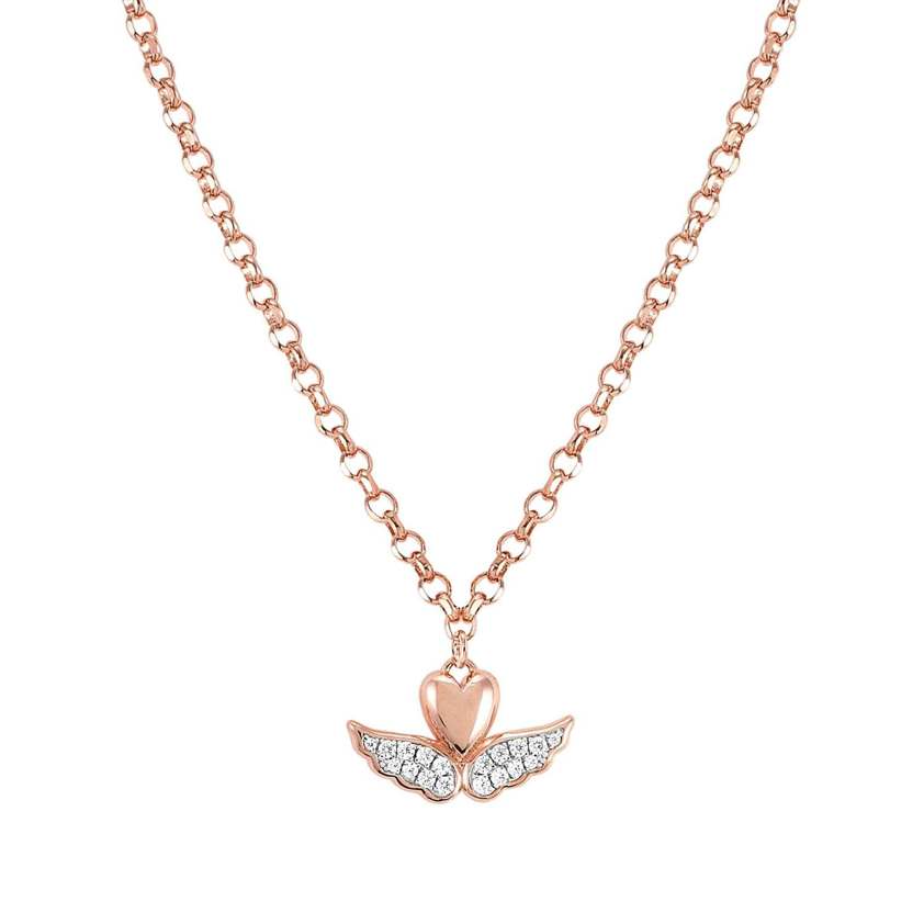 Rose Gold Plated 148022 68/69 Winged Heart Necklace