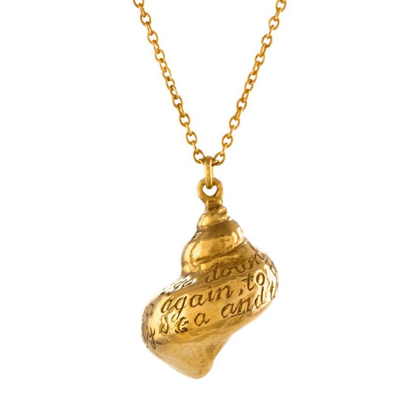 Yellow Gold Vermeil Engraved Shell Necklace