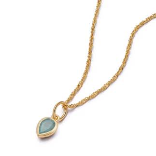 18ct Gold Plated March Aquamarine Birthstone Necklace