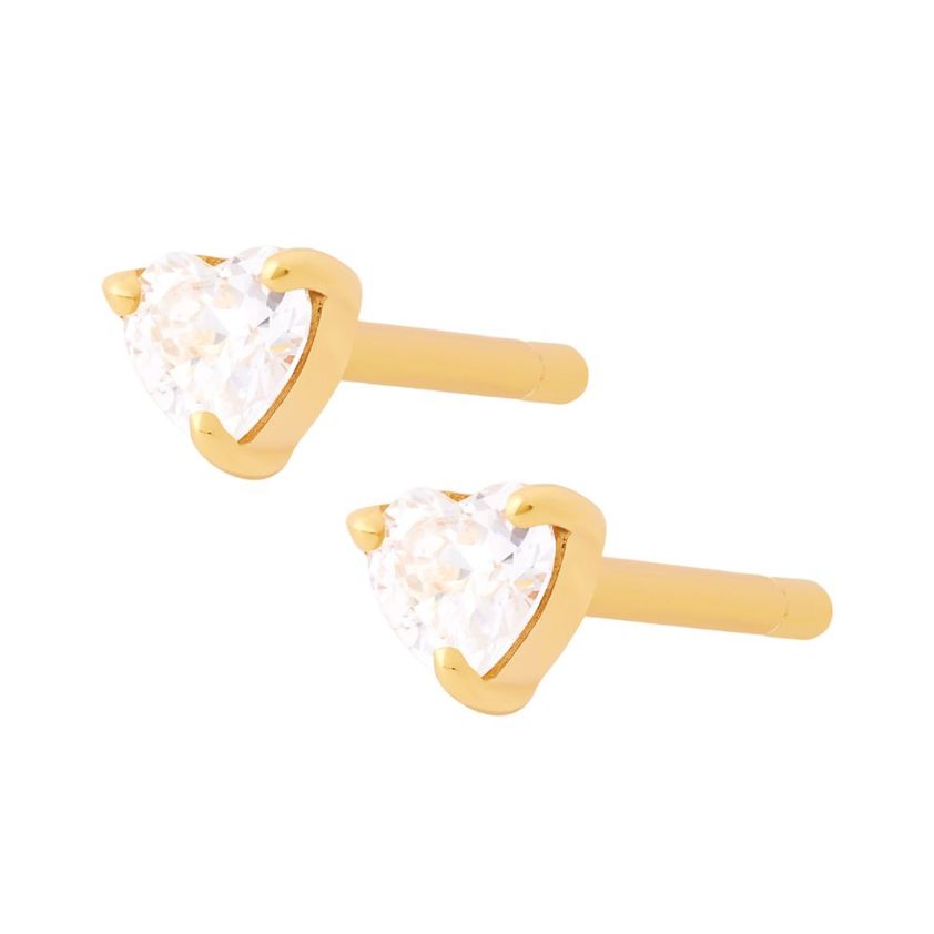 18ct Gold Plated Crystal Heart Studs