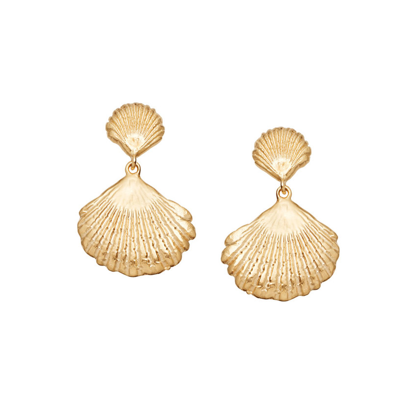 Yellow Gold Vermeil Double Shell Earrings