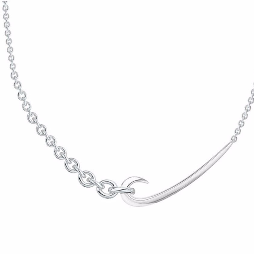 Hook Chain Choker Necklace Silver