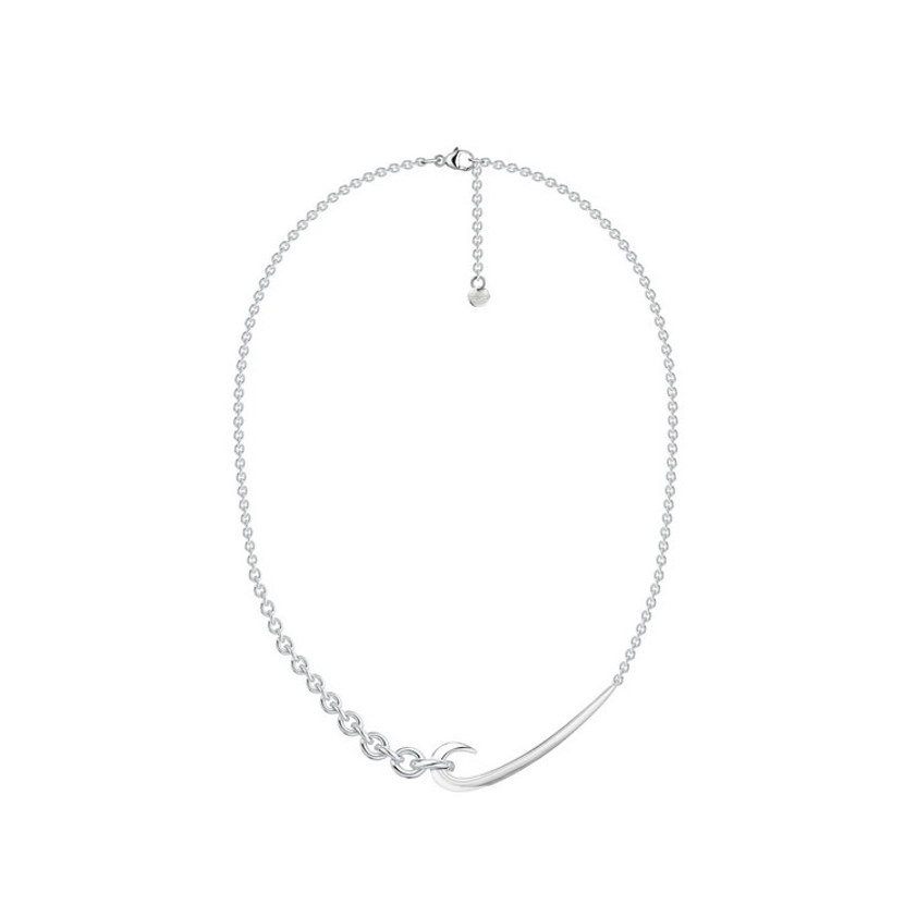 Hook Chain Choker Necklace Silver