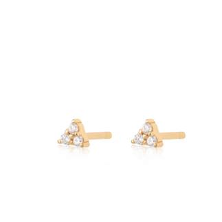 18K Gold Plated Sparkling Trinity Studs