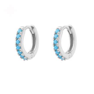 Sterling Silver Adorned Turquoise Huggies