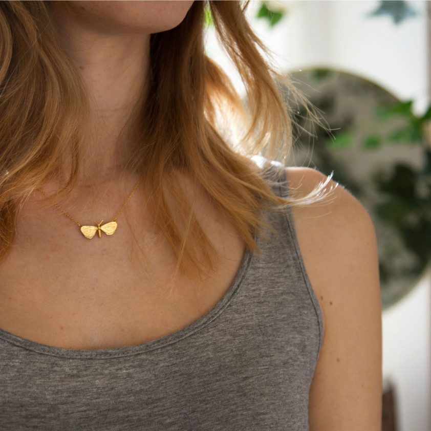 Yellow Gold Vermeil Drab Moth Necklace