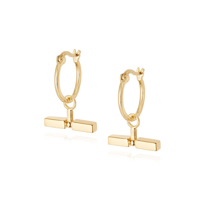 Yellow Gold Vermeil Stacked T Bar Earrings