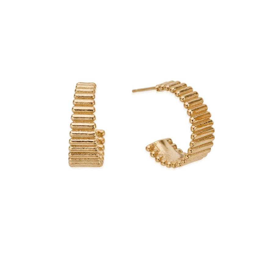 Yellow Gold Plated Large Ridge Hoops
