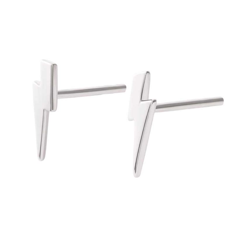 Sterling Silver Lightening Bolt Stud Earrings