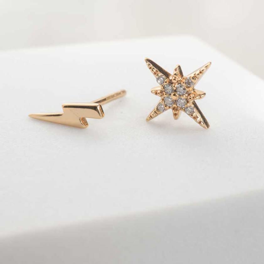 Yellow Gold Plated Starburst Studs