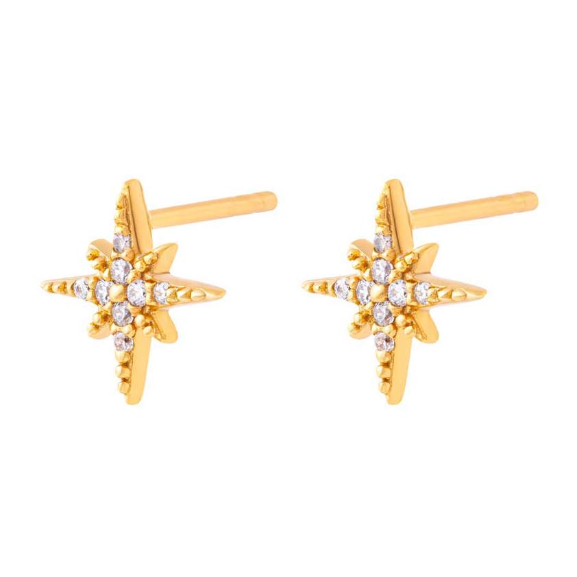 Yellow Gold Plated Starburst Studs