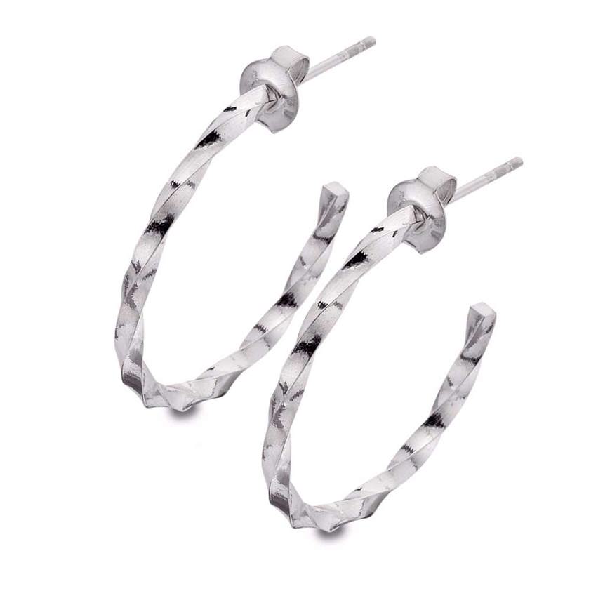 Silver Twisted Hoop Earrings