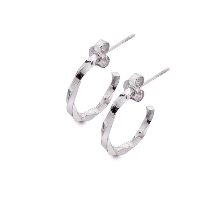 Silver Twisted Hoop Earrings