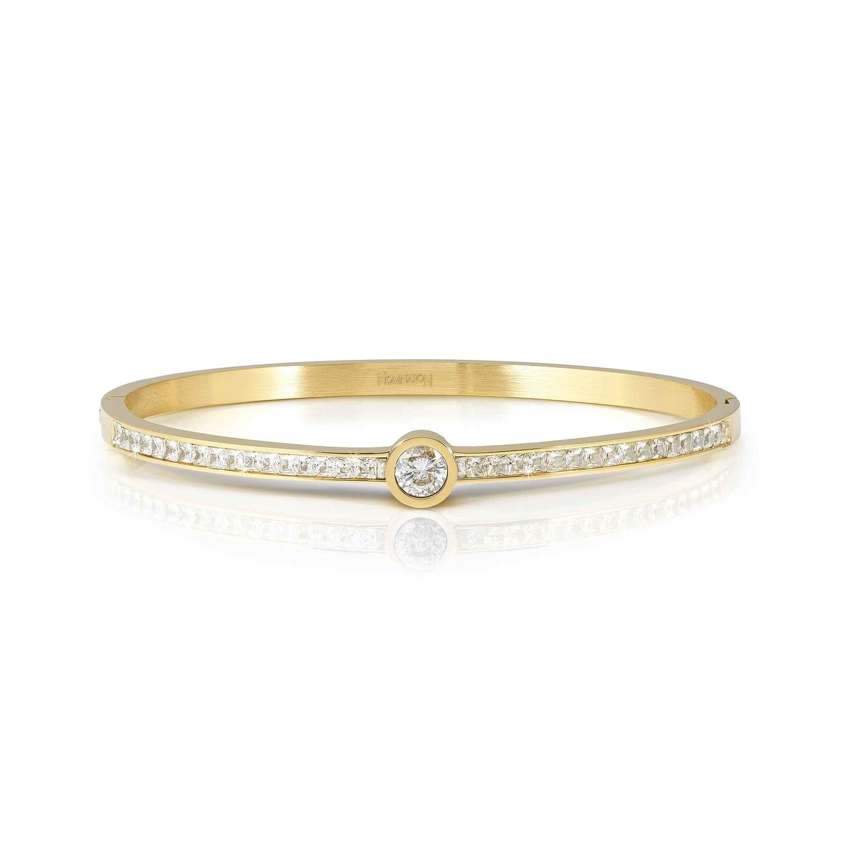 029519/20/21 Yellow Gold White CZ Bangle