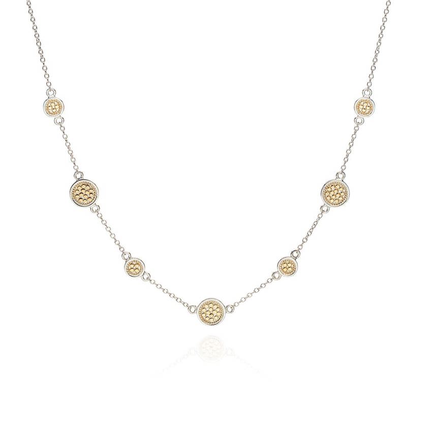 NK10208TWT Silver/Gold Station Necklace