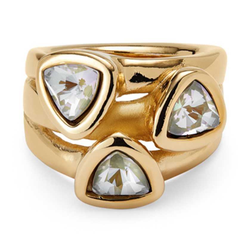 18ct Gold Plated ANI0849 Crystal Ring