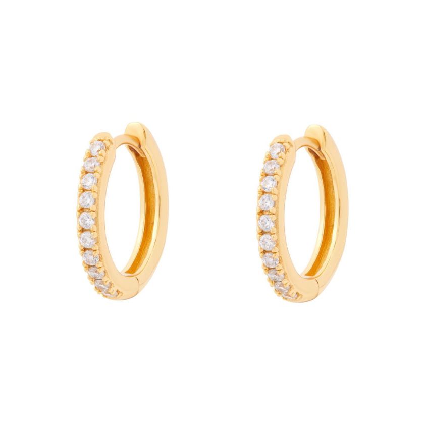 18ct Gold Plated Everyday Pave Hoops