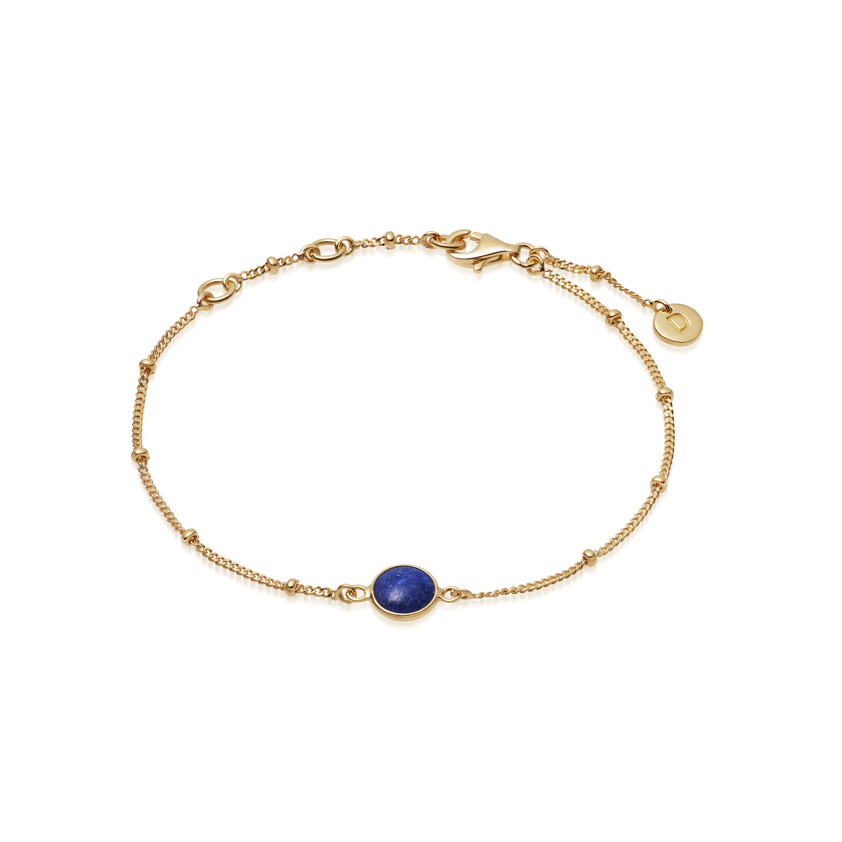 Yellow Gold Plated Healing Stone Lapis Bobble Bracelet