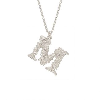Sterling Silver Floral Letter M Necklace