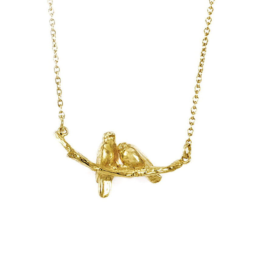 Yellow Gold Vermeil Cosy Lovebirds Necklace