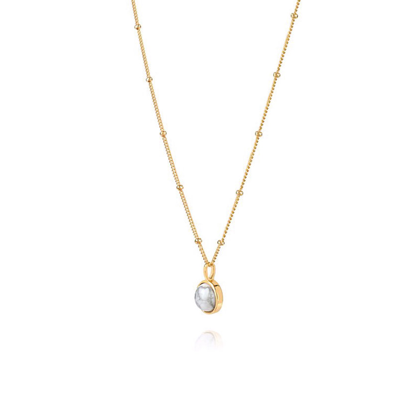 Yellow Gold Vermeil Healing Stone Howlite Necklace