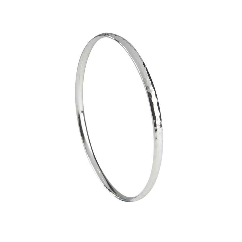 Silver Hammered Court Shape Bangle