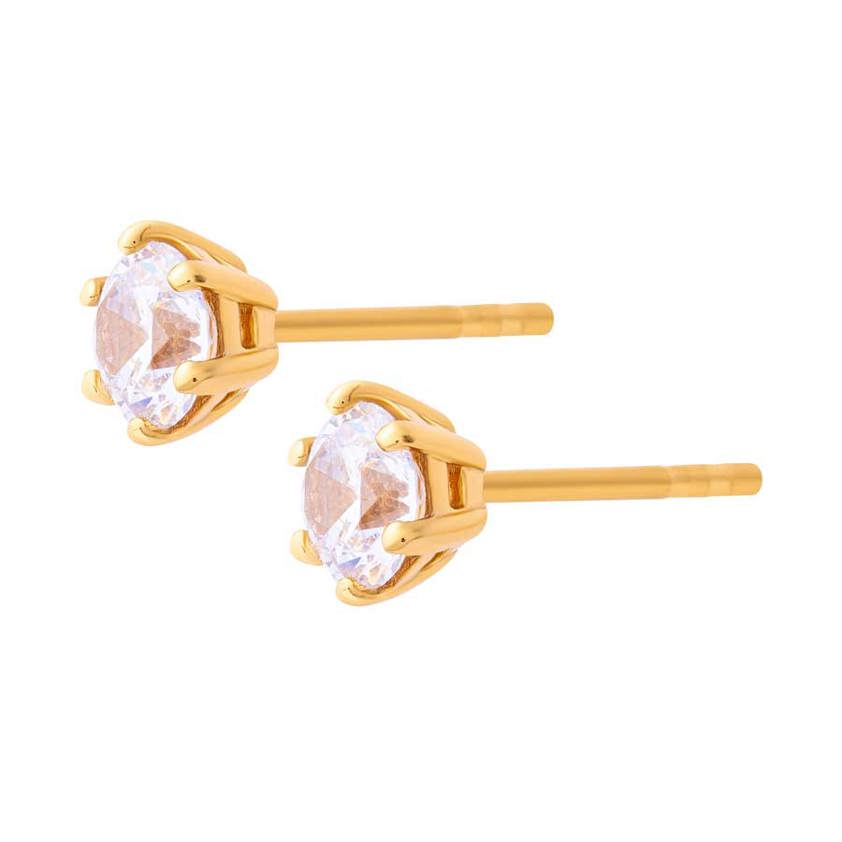Yellow Gold Plated Solitaire Studs