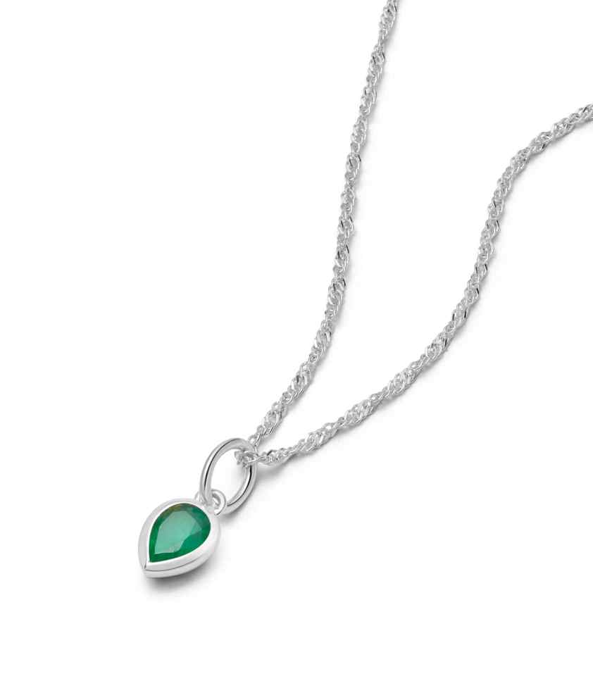 Sterling Silver May Emerald Birthstone Necklace