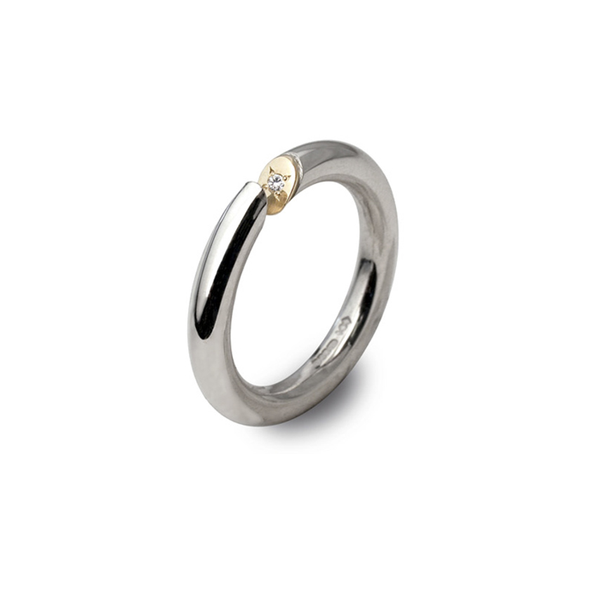 Silver and Gold Slice Diamond Ring