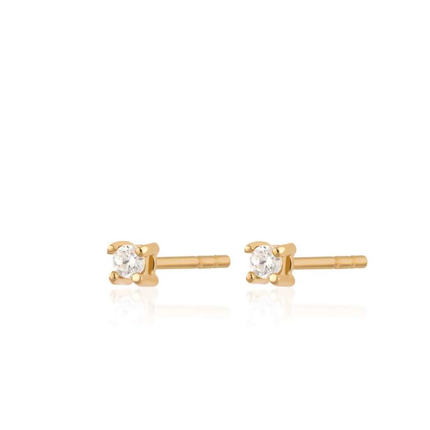 Teeny Tiny Studs - Gold Plated - Clear Stones