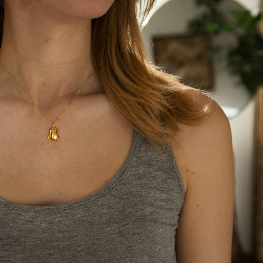 Yellow Gold Vermeil Dor Beetle Necklace