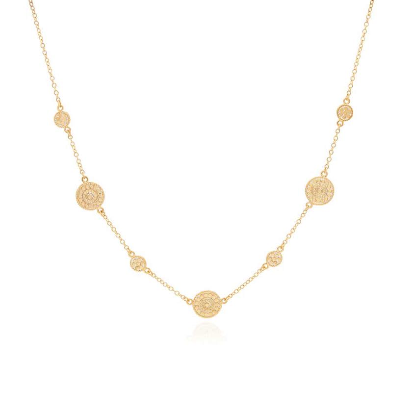 NK10287GLD Dotted Station Necklace