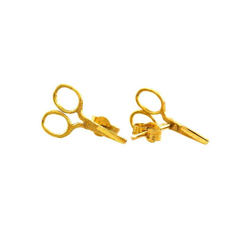 Yellow Gold Vermeil Little Sewing Scissor Stud Earrings